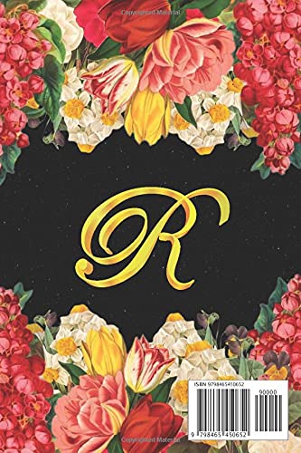 Roz Notebook: Floral Notebook with Customized Name & Monogram Initial R on the Back Cover, Monogrammed Journal for Girls & Women , Cute Personalized Gifts