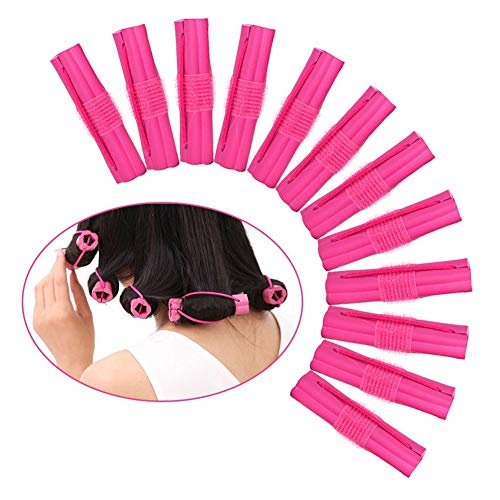 Rulos de esponja para cabello rizado, herramientas de peluquería, 12 rollos de rulos (color rosa)