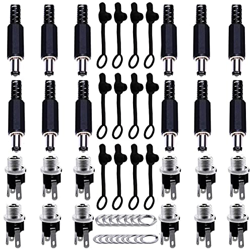 RUNCCI-YUN 12Pcs Montaje En Panel DC Conector 2,5 mm x 5,5 mm, 2,1mm x 5,5 mm DC Power Jack Conector, for DC Conector Macho Y Hembra Enchufe De Montaje En Panel