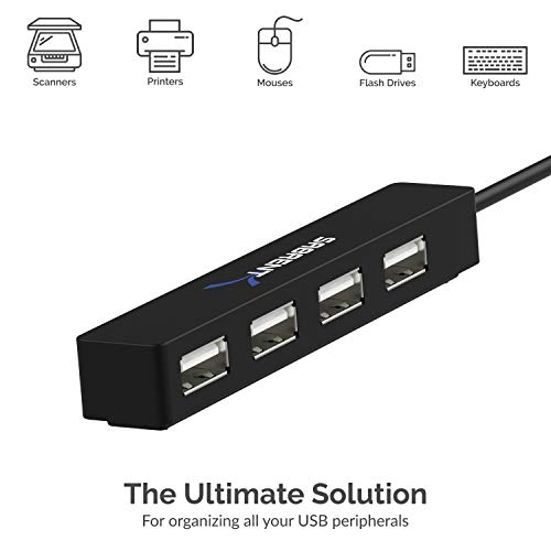 Sabrent Hub portátil USB 2.0 de 4 Puertos (Cable de 9.5") para Ultra Book, MacBook Air, Windows 8 Tablet PC (HB-MCRM)