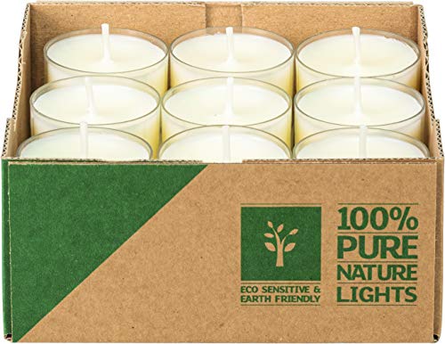 safe candle® PURE Nature Lights, 10% vegana, velas amigables con el ambiente con empaque libre de plástico (4h Brenndauer, Natural)