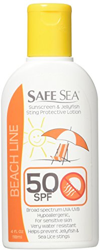 Safe Sea Anti-jellyfish Sting Protective Lotion - Sunscreen - Sunblock - Sea Lice - Jelly Fish (SPF50, 4oz Bottle) by Safe Sea