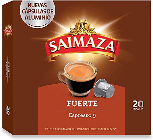 Saimaza Café Fuerte Espresso 9 - 200 cápsulas de aluminio compatibles con máquinas Nespresso (R)* (10 Paquetes de 20 cápsulas)