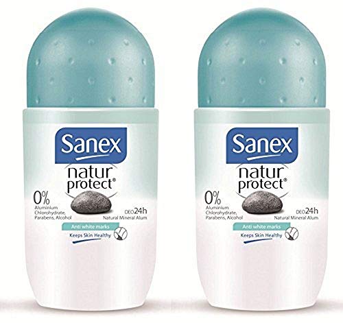 Sanex 278506 - Desodorante Roll-On Anti Huellas Natur Protect Blanches 50 ml, conjunto de 2 unidades