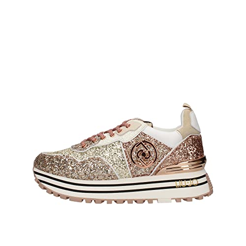 Scarpe Sneaker Liu-Jo Maxi Wonder Glitter Rose Gold Donna DS22LJ05 BA2051TX007