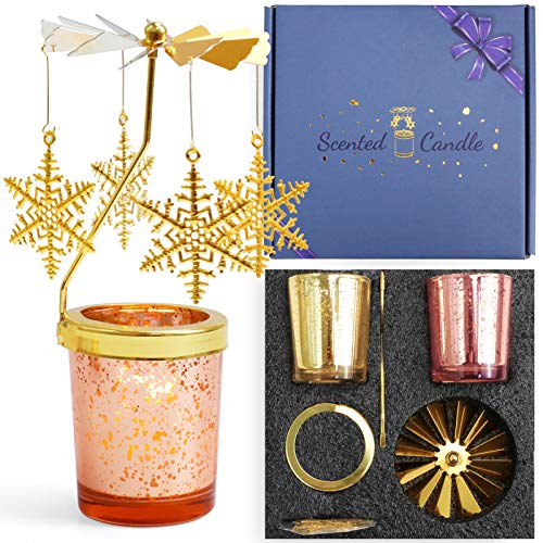 SCENTORINI Set de Velas Arománticas Candelabros Giratorios Copo de Nieve Ceras de Soja Regalos Año Nuevo para Amigos Familiare Novios