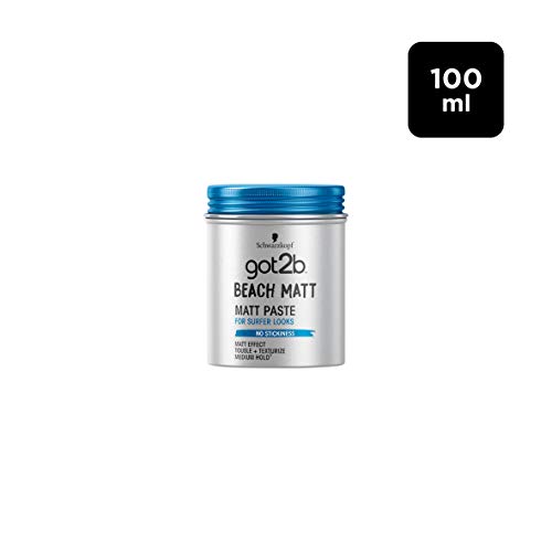 Schwarzkopf Got2b Beach Matt look de surf, Matt Paste 100ml - Paquete de 6