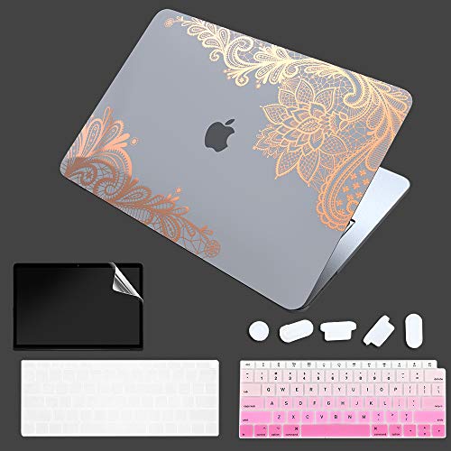 SDH Funda protectora para MacBook Air de 13 pulgadas 2020, MacBook Air de 13 pulgadas A2337 M1 A2179 A1932 con retina, nueva tecnología bronceadora funda para portátil encaje oro rosa 2