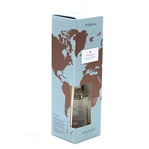 SEAL AROMAS - Mikado [ SÁNDALO & Ambar ] Europa World Map Collection - 100 ML - The Original Way | Difusor de Varillas perfumadas ambientadores con palitos de bambú para casa oficinas baños Boutique