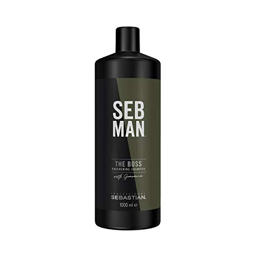 SEBASTIAN PROFESSIONAL Sebman The Boss: Champú Espesante Y Engrosador Hombre Con Efecto Refrescante - 1000ml, Cedar, 50 Mililitro