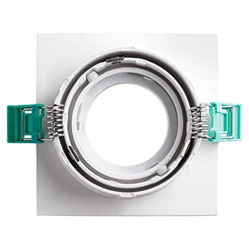 SEBSON 12x Foco empotrable Techo orientable incl. GU10 casquillo (LED/Halógeno) - Orificio de montaje ø80mm, 92x92x19,5mm, cuadrado, aluminio blanco