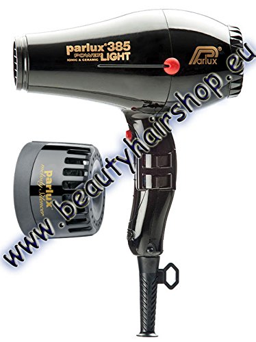 Secador profesional «Parlux 385 Powerlight Ionic & Ceramic», color negro + silenciador