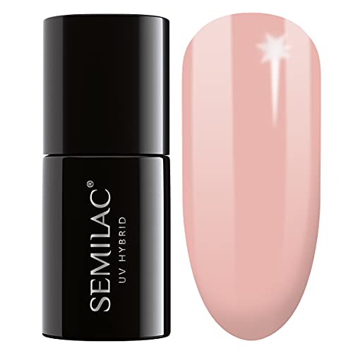 SEMILAC Extend 5 in 1 Base Esmalte de uñas de gel de larga duración y fácil de aplicar, perfecto para uso en casa y manicura y pedicura profesional, 814 Pastel Peach Puff, 7 ml