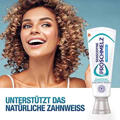 SENSODYNE Pasta de dientes ProSchmelz suave Weiss Plus, 1 x 75 ml, protección avanzada del esmalte de dientes, con efecto blanqueador, fortalece, protege, sabe