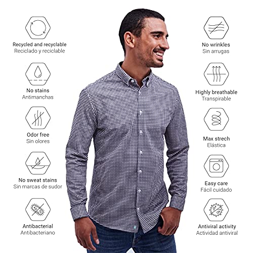 Sepiia Antiarrugas Antimanchas Reciclada Camisa Casual para Hombre