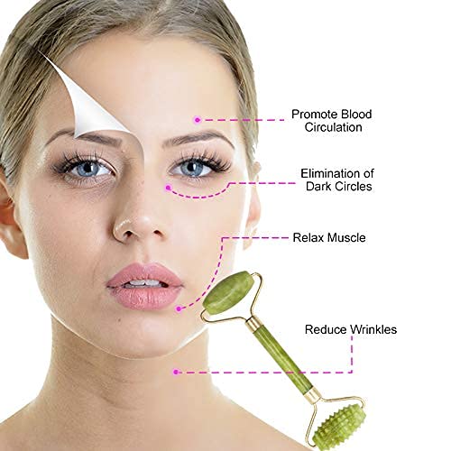 Sérum facial ácido hialurónico antiarrugas, antienvejecimiento, iluminador repolvante + regalo Dermaroller piedra rodillo de jade natural tratamiento 4 semanas