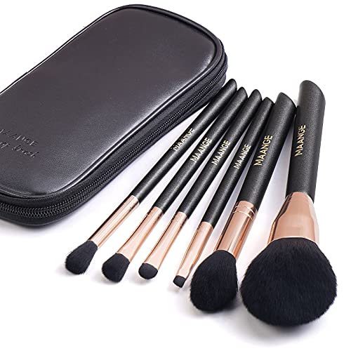 Set de Brochas de Maquillaje,MAANGE 7 Piezas Juego de Pinceles de Maquillaje Profesional Pinceles Maquillaje Ojos Premium Sintético Brochas de Maquillaje con Estuche para Sombra de Ojos Rubor de Base