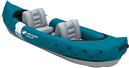 Set de Kayak Tahaa Hinchable 2 Plazas + Pagaia + Kit Reparación Kayak Hinchable + Llavero Bricolemar de Regalo