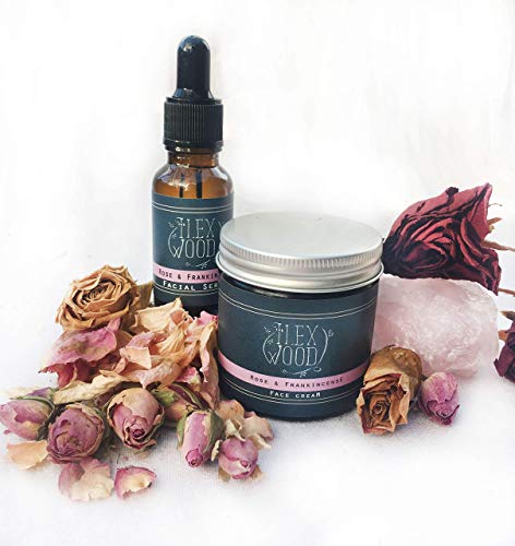 Set de regalo de rosas e incienso crema facial e serum : 100% natural, vegano, hidratante, antienvejecimiento, sin crueldad