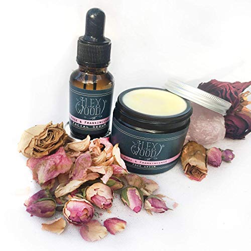 Set de regalo de rosas e incienso crema facial e serum : 100% natural, vegano, hidratante, antienvejecimiento, sin crueldad