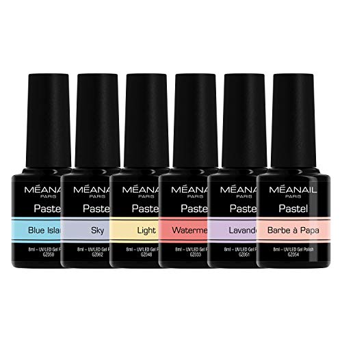 Set Dream de 6 Esmaltes de Uñas Gel UV LED - Colores Pasteles Esmaltes Semipermanente Laca Soak Off Nail Polish para Manicura y Pedicura - Meanail Paris