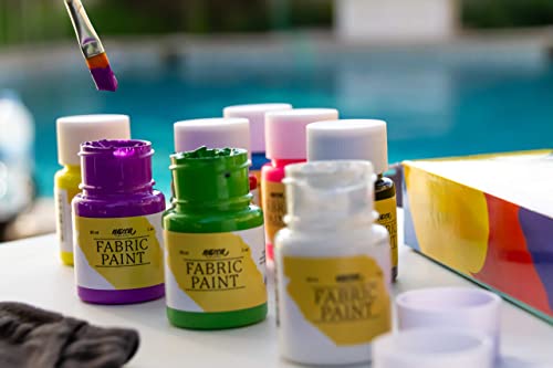 Set Pintura Textil Nazca Colors - Kit 8 Colores x 30 ml - Pinturas para Tela y Ropa Permanente ideal para Pintar Camisetas, Zapatillas, Vaqueros, Bolsas, Cuero y cualquier Tejido - Excelente Cobertura