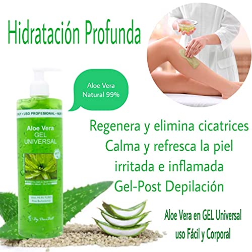 SET Sérum Facial Rosa Mosqueta Vegano Hidratante Anti edad con Vitamina E Antiarrugas Anti manchas Regenera la piel elimina Cicatrices de Acné y Estrías + Aloe Vera Gel Post Depilación Puro