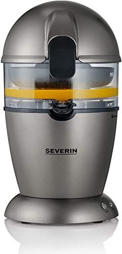 SEVERIN Exprimidor automático de cítricos, exprimidor de naranjas eléctrico que aprovecha el zumo al máximo, zumera eléctrica con sistema Easy-Clean, gris metalizado/negro, CP 3537