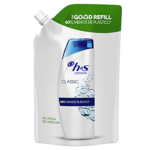 Sh! H&s Classic Anticaspa Champú Recarga Con Un 60% Menos De Plástico, 480 ml, Blanco