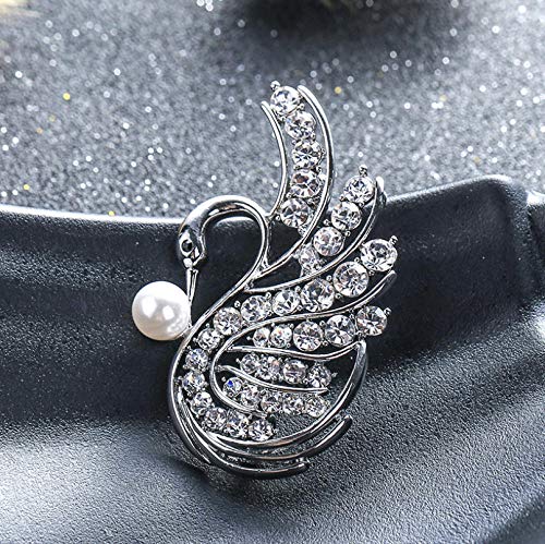 SHANGZHIQIN Elegante Conjunto de Broche de Navidad, joyería Artificial de aleación de Diamante de Cisne Blanco Bufandas Cubiertas Clip de mantón para Mujeres Damas