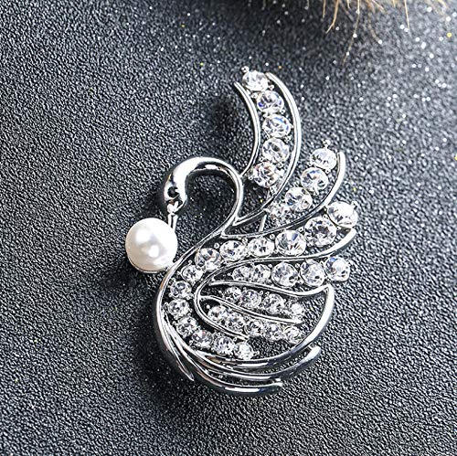 SHANGZHIQIN Elegante Conjunto de Broche de Navidad, joyería Artificial de aleación de Diamante de Cisne Blanco Bufandas Cubiertas Clip de mantón para Mujeres Damas