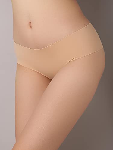 SHEKINI Braguita Invisible sin Costuras de Cintura Baja de Color Puro Bragas de Estilo Bikini por la Cadera Ropa Interiorpara Mujer Pack de 4/6