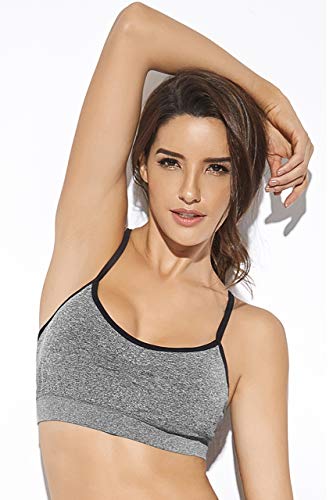 SHEKINI Sujetador Deportivo Sin Aros sin Costuras Camiseta con Acolchado Extraíble sin Cierre Alta Elasticidad con Correas Ajustables Paquete de 2/3 Piezas Sujetador de Yoga Correr