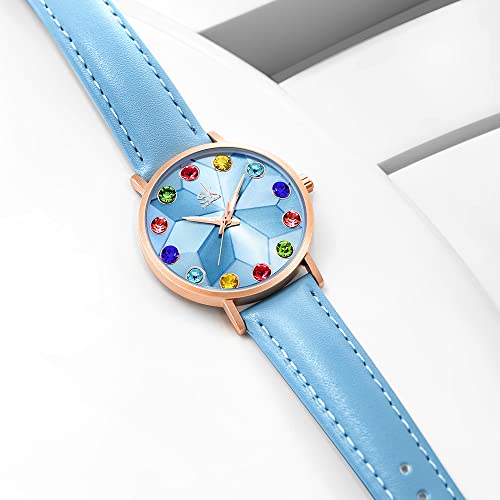 SHENGKE Estrella Reloj de Pulsera para Mujer, Correa de Malla, Elegante, para Mujer, Estilo Simplicidad,Flores(Seven Color)