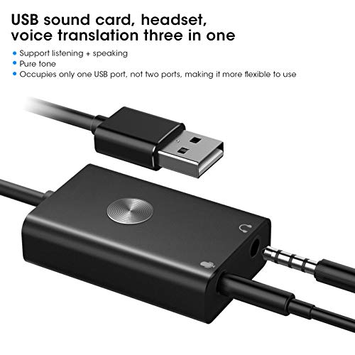 Shipenophy Adaptador USB, Tarjeta de Sonido USB de Aleación de Aluminio de Apariencia Elegante para Trabajo para Estudio