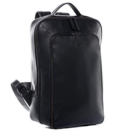 SID & VAIN® Mochila Dylan Backpack portátil 15" Bolso de Hombro Piel Negro