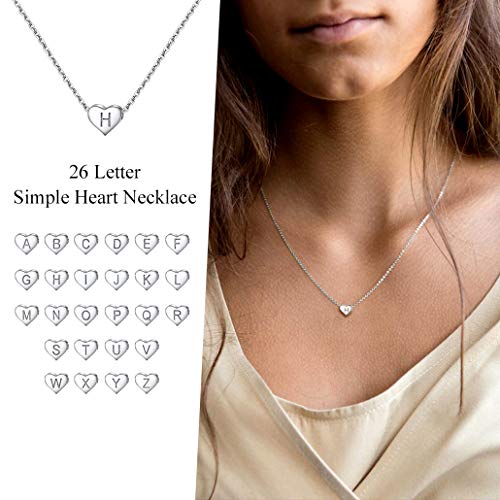 Silvora Collar Letra Corazon de Plata para Chica Mujer Colgante Inicial de Nombre