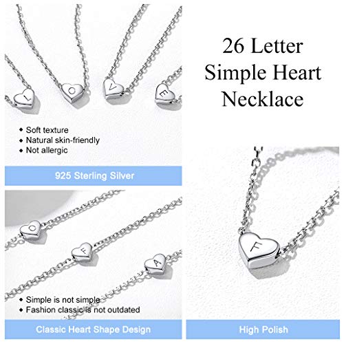 Silvora Collar Letra Corazon de Plata para Chica Mujer Colgante Inicial de Nombre