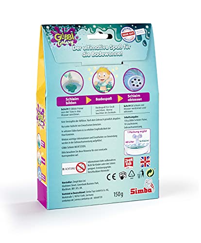 Simba Glibbi Galaxy 105953492 - Juguete para bañera, Convierte el Agua en Slime galáctico, 150 g, con 10 Estrellas Que Brillan en la Oscuridad, diversión en el baño, a Partir de 3 años