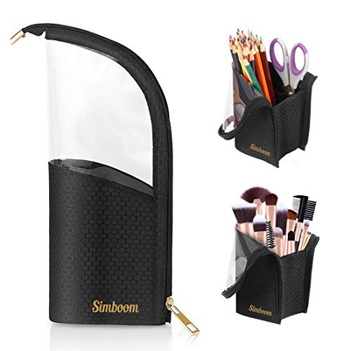 Simboom Estuche de Brochas de Maquillaje, Portable Cosméticos Organizador Maletín de Pie, Bolsa Multiusos para Cepillo de Maquillaje Profesional con Divisiones - Negro