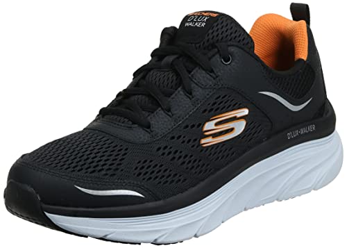 Skechers D'lux Walker, Zapatillas Hombre, Blue Black Leather Mesh White, 41 EU