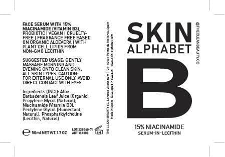 Skin Alphabet Sérum facial Acne para exfoliación y poros, serum de niacinamida en lecitina al 15%, natural y orgánico para piel, 30 ml