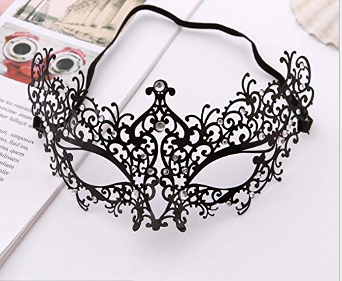 sky tears Mascara Veneciana Mujer Negra Máscara de la Mascarada Metal Laser-Corte de Diamantes de Imitación Noche Baile Veneciano Carnaval Fiesta (Negra B)