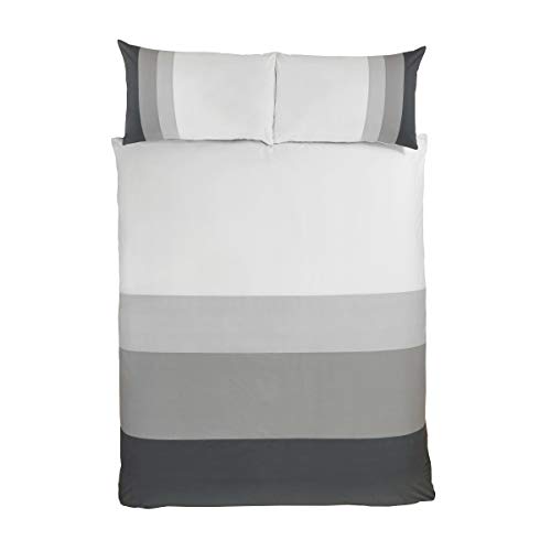 Sleepdown 5056242748175 Juego edredón Reversible y de fácil Cuidado con Fundas de Almohada, Color Gris, tamaño King (220 x 230 cm), Mezcla de algodón, Matrimonio