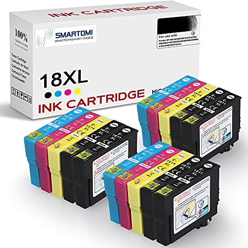 SMARTOMI 18XL Cartucho de Tinta Compatible para Epson 18XL para Epson Expression Home XP-322 XP-215 XP-205 XP-225 XP-305 XP-325 XP-422 XP-415 XP-315 XP-312 XP-425 (6 Negro,3 Cian,3 Magenta,3 Amarillo)