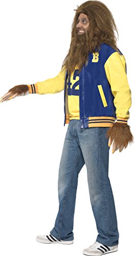 Smiffy'S 35047M Disfraz De Teen Wolf Con Cazadora Camiseta, Guantes, Peluca Y Barba, Azul, M - Tamaño 38"-40"