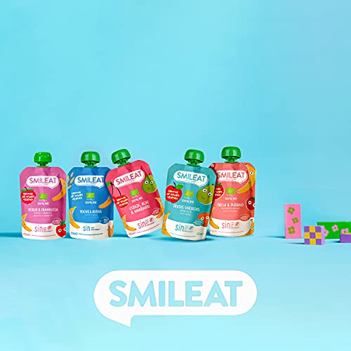 Smileat - Pouch Ecológico de Fresa y Plátano, Ingredientes Naturales Bebibles, Para Bebés a Partir de los 6 Meses - 100g