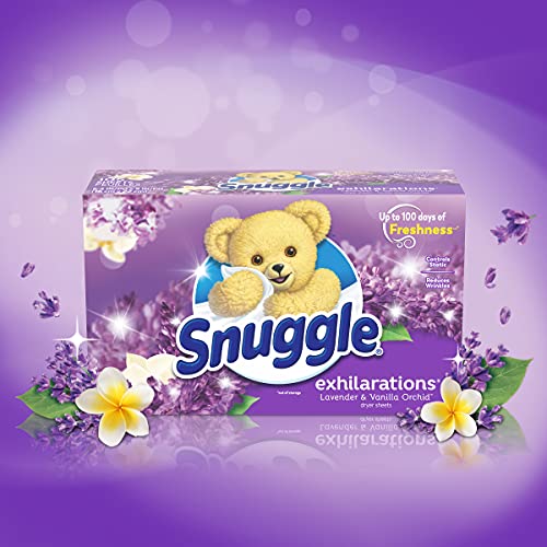 Snuggle Exhilarations - Hojas secadoras suavizantes, lavanda y vainilla orquídea, 70 unidades