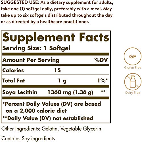 Solgar Lecitina de Soja 1360 mg Cápsulas blandas - Envase de 250