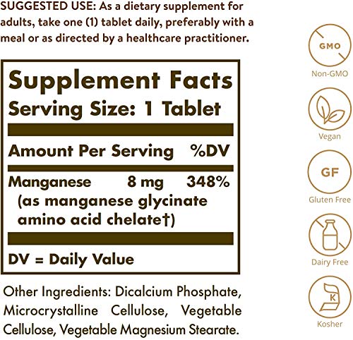 Solgar Manganeso Quelado Comprimidos, Envase de 100